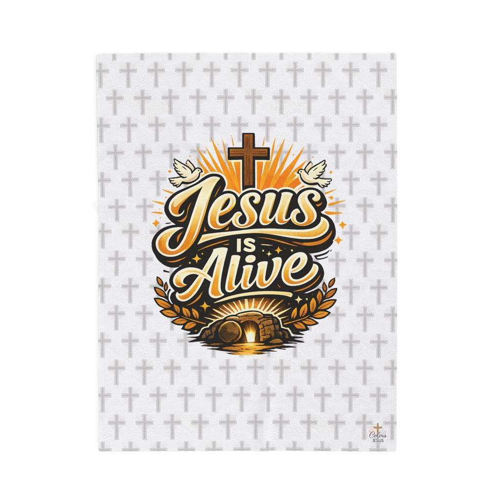 "Jesus Is Alive" Christian Velveteen plush blanket