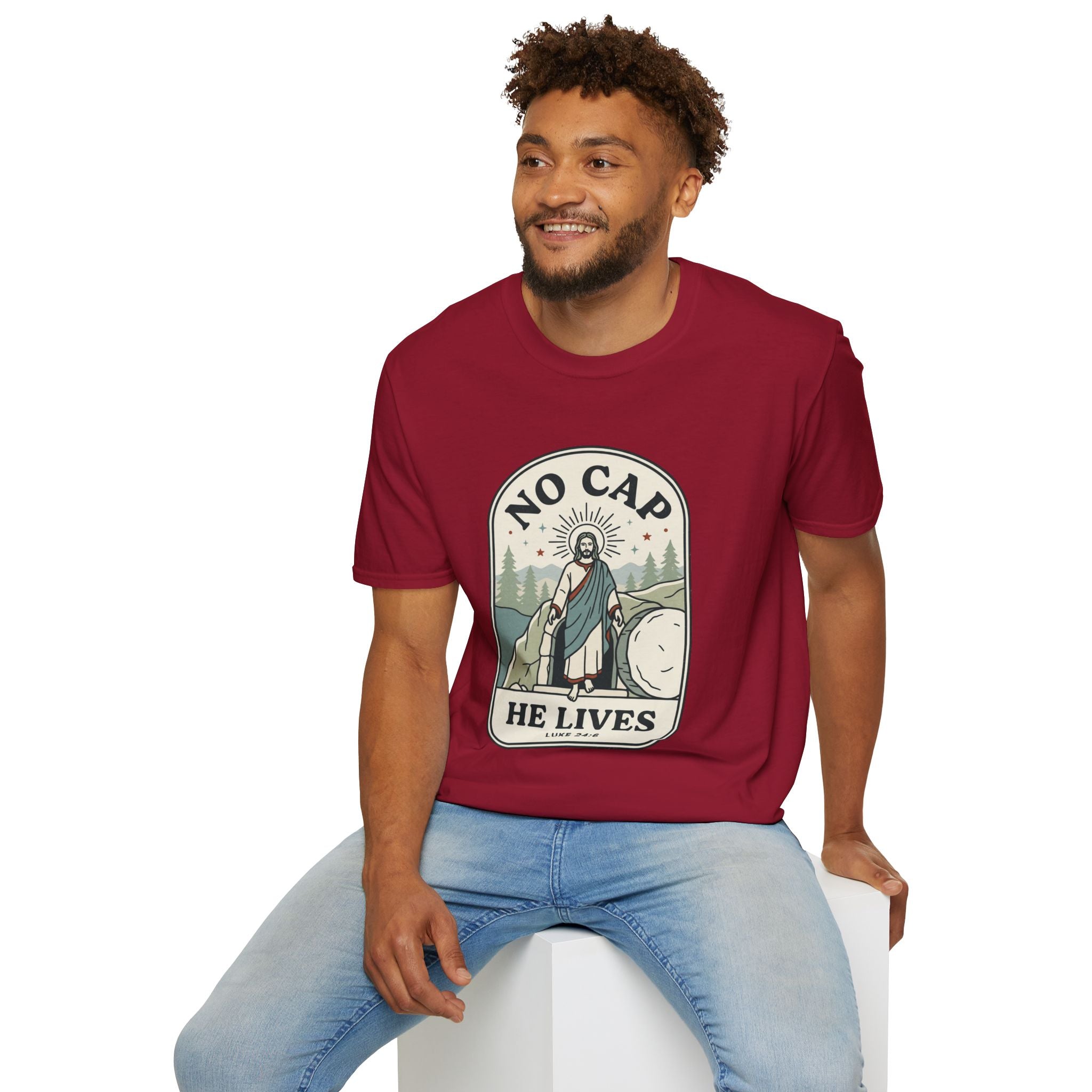 Adults 'No Cap He Lives (Luke 24:6)' T-Shirt