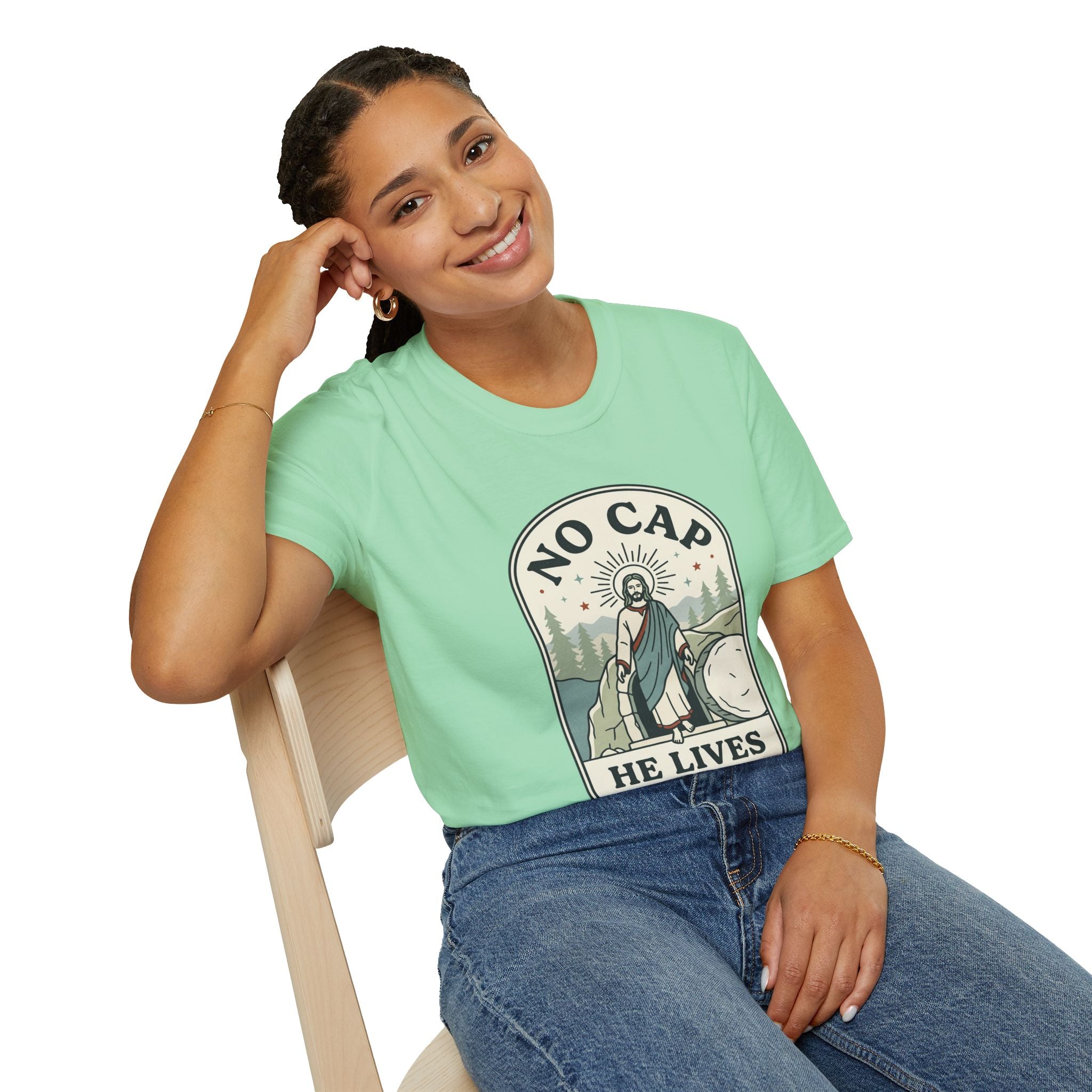 Adults 'No Cap He Lives (Luke 24:6)' T-Shirt