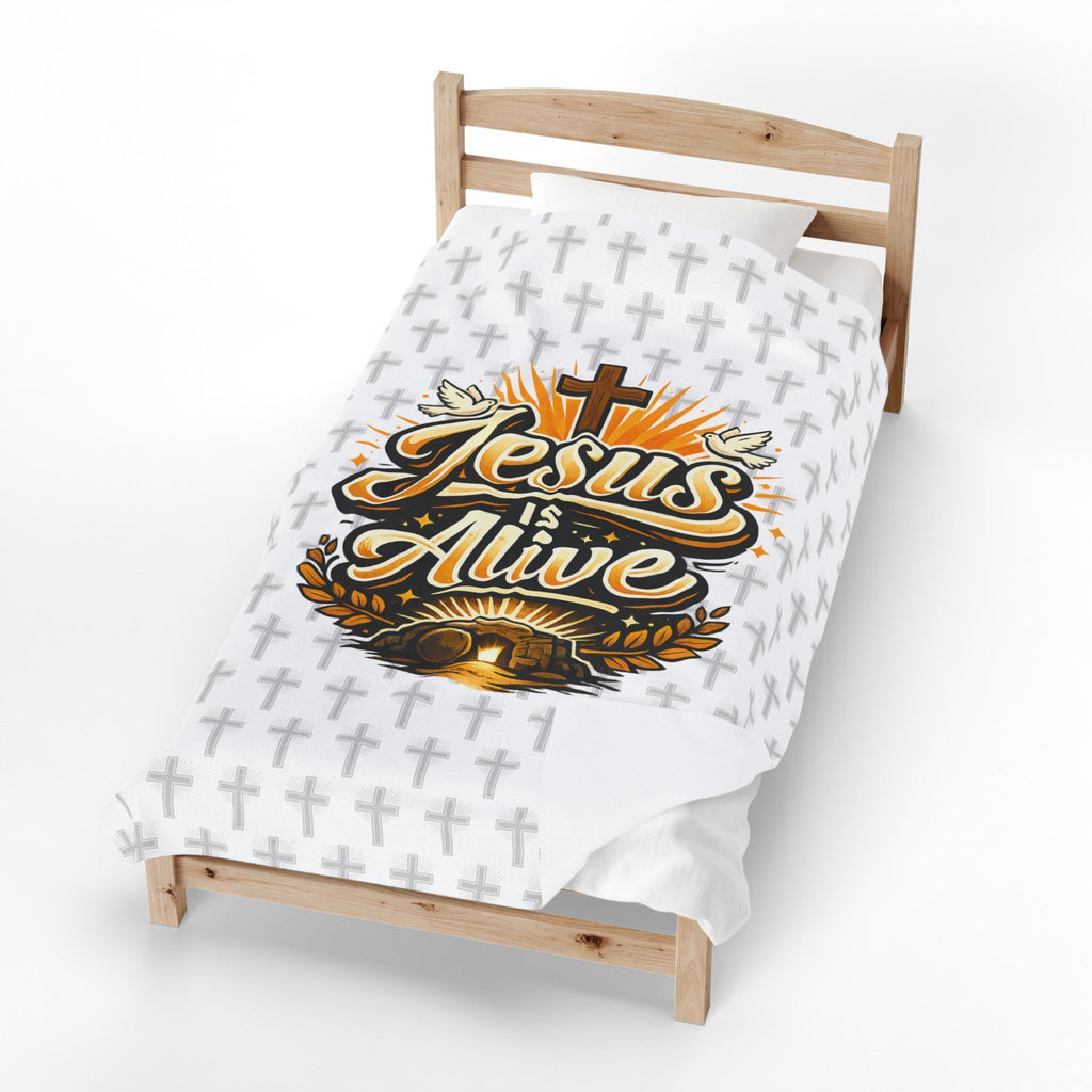 "Jesus Is Alive" Christian Velveteen plush blanket