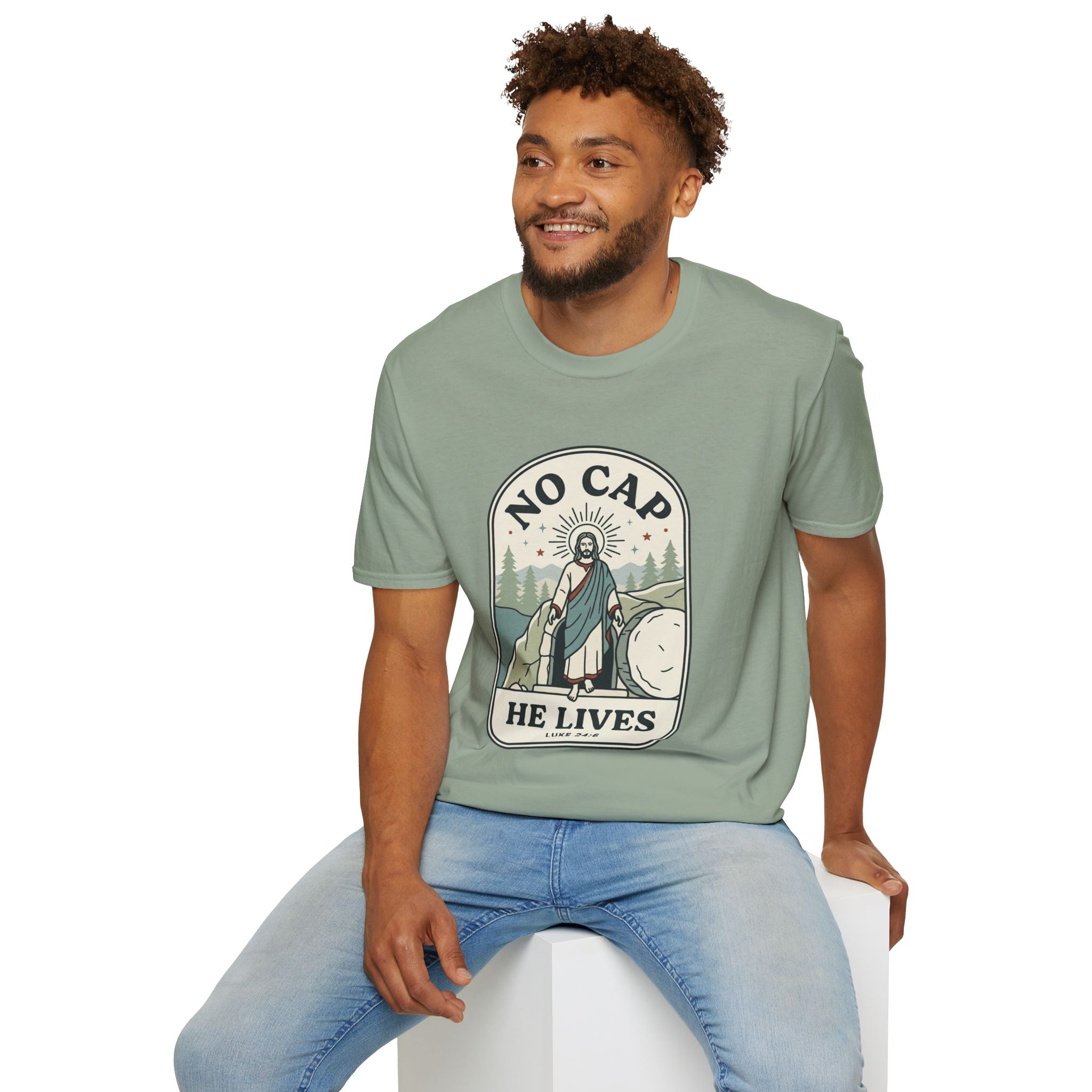 Adults 'No Cap He Lives (Luke 24:6)' T-Shirt
