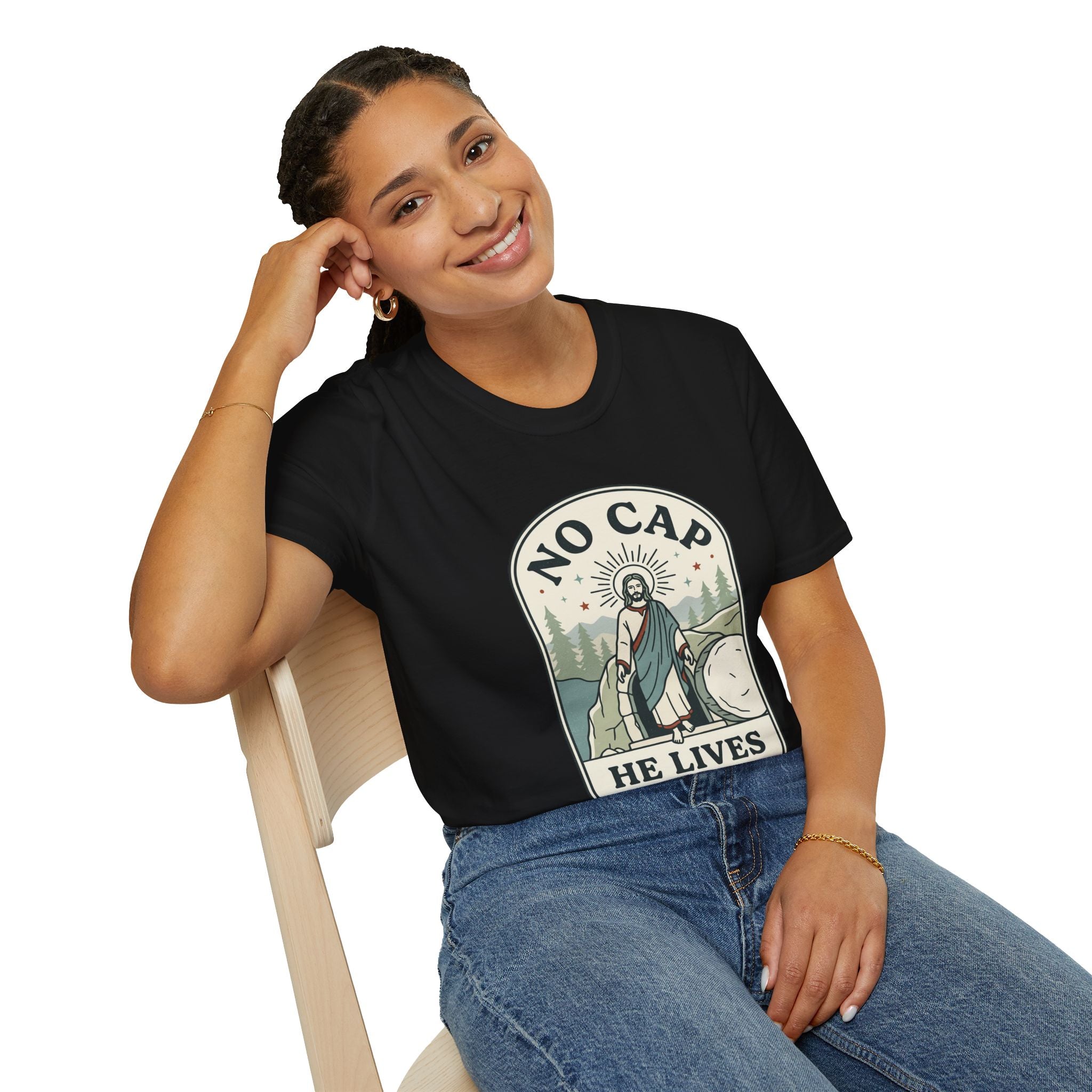 Adults 'No Cap He Lives (Luke 24:6)' T-Shirt