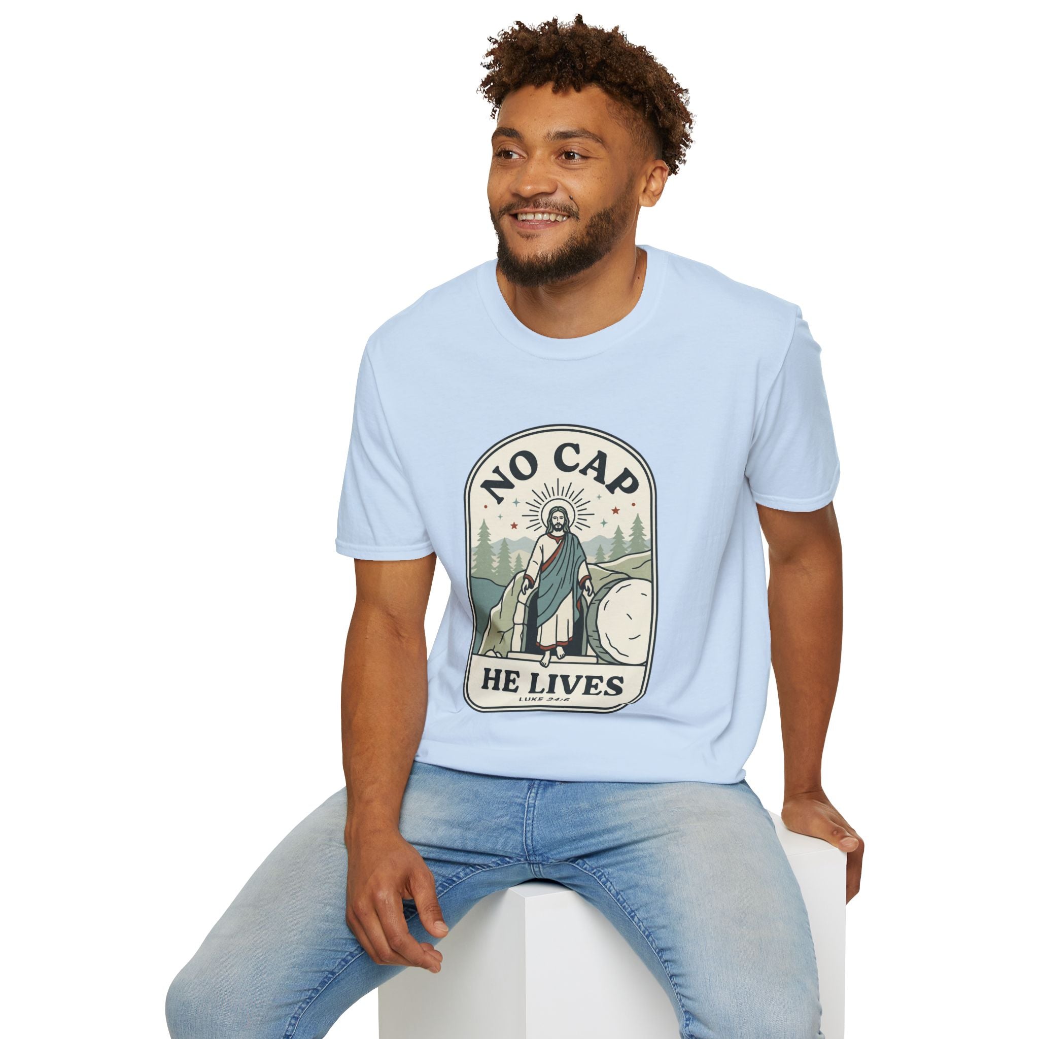Adults 'No Cap He Lives (Luke 24:6)' T-Shirt