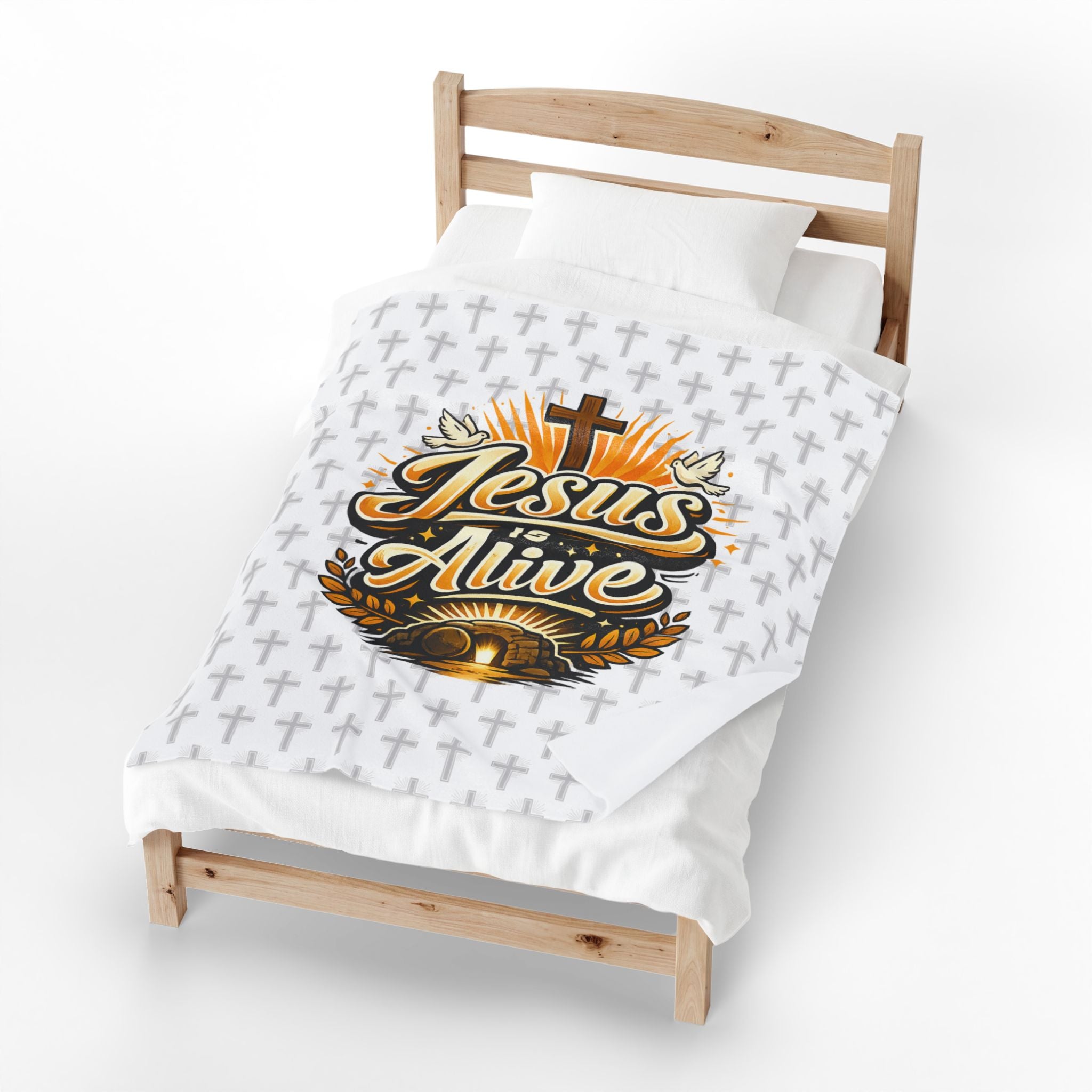 "Jesus Is Alive" Christian Velveteen plush blanket