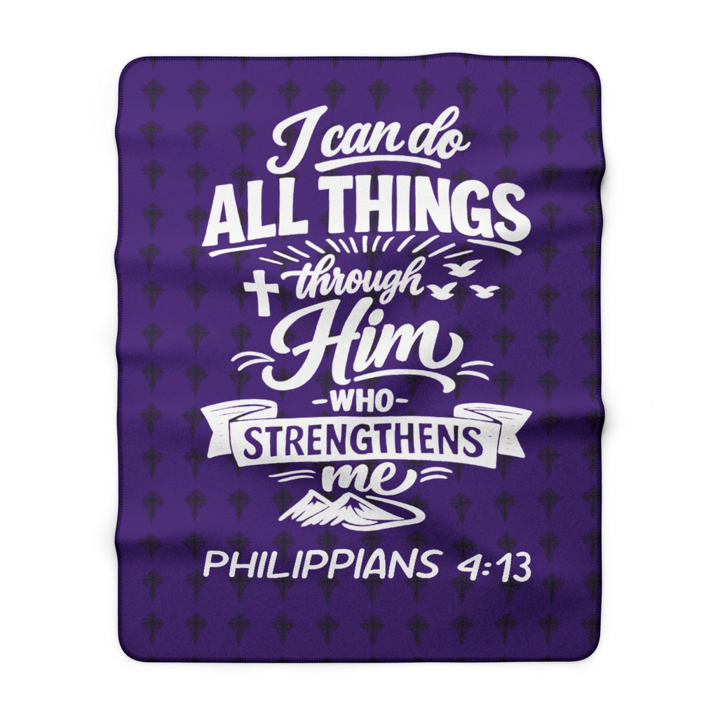 'Philippians 4:13' Sherpa Blanket
