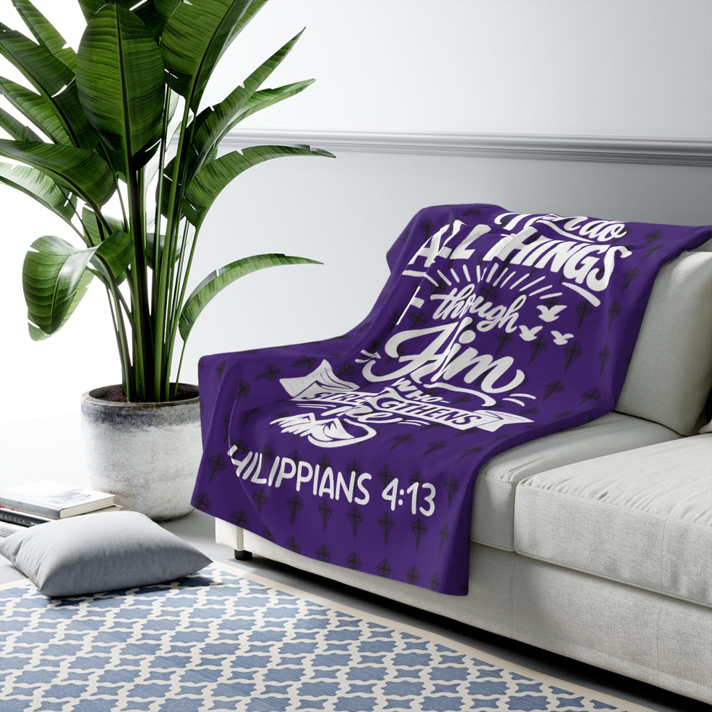 'Philippians 4:13' Sherpa Blanket