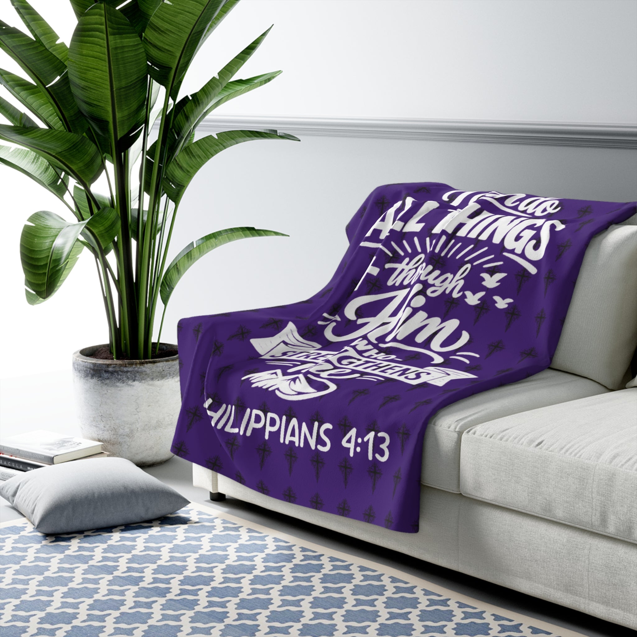 'Philippians 4:13' Sherpa Blanket