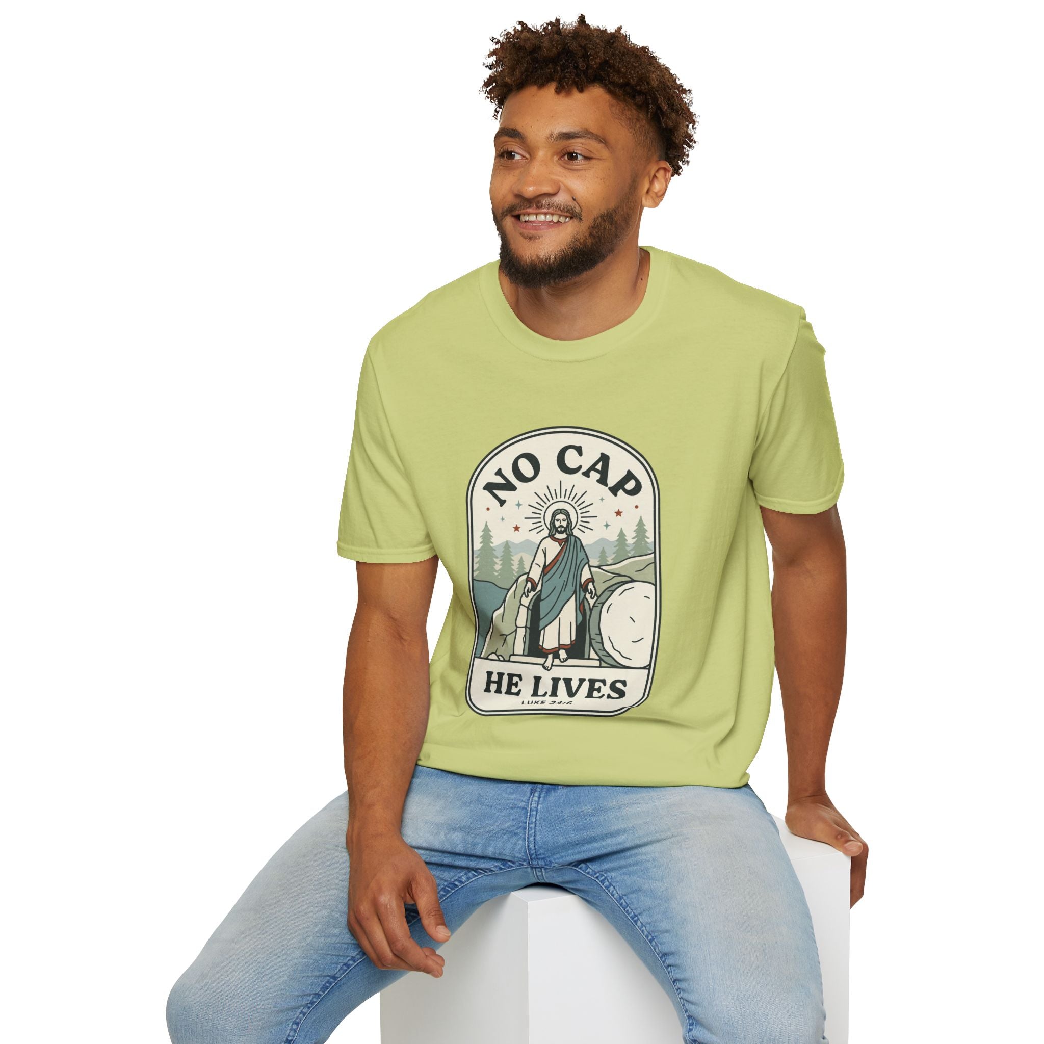 Adults 'No Cap He Lives (Luke 24:6)' T-Shirt