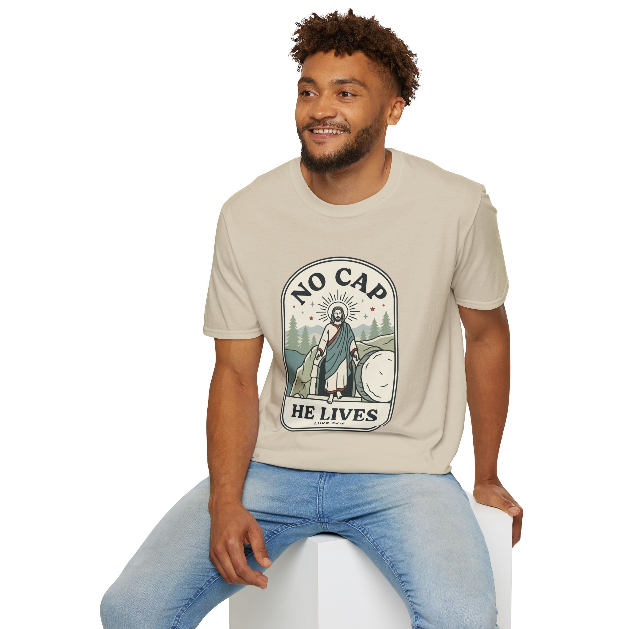 Adults 'No Cap He Lives (Luke 24:6)' T-Shirt