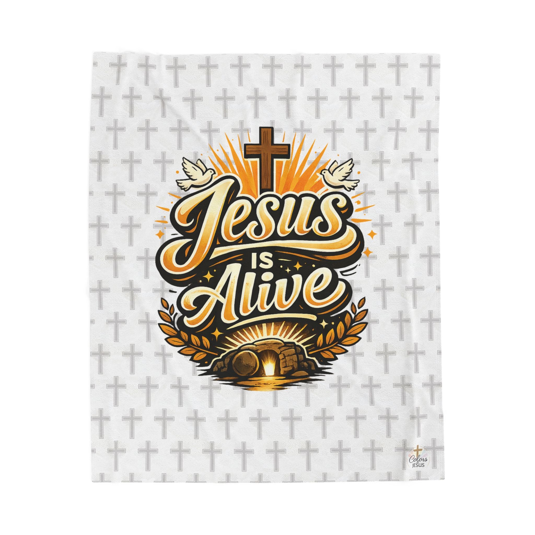 "Jesus Is Alive" Christian Velveteen plush blanket