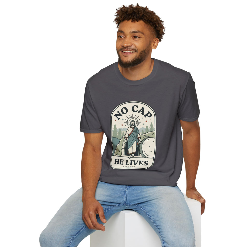 Adults 'No Cap He Lives (Luke 24:6)' T-Shirt