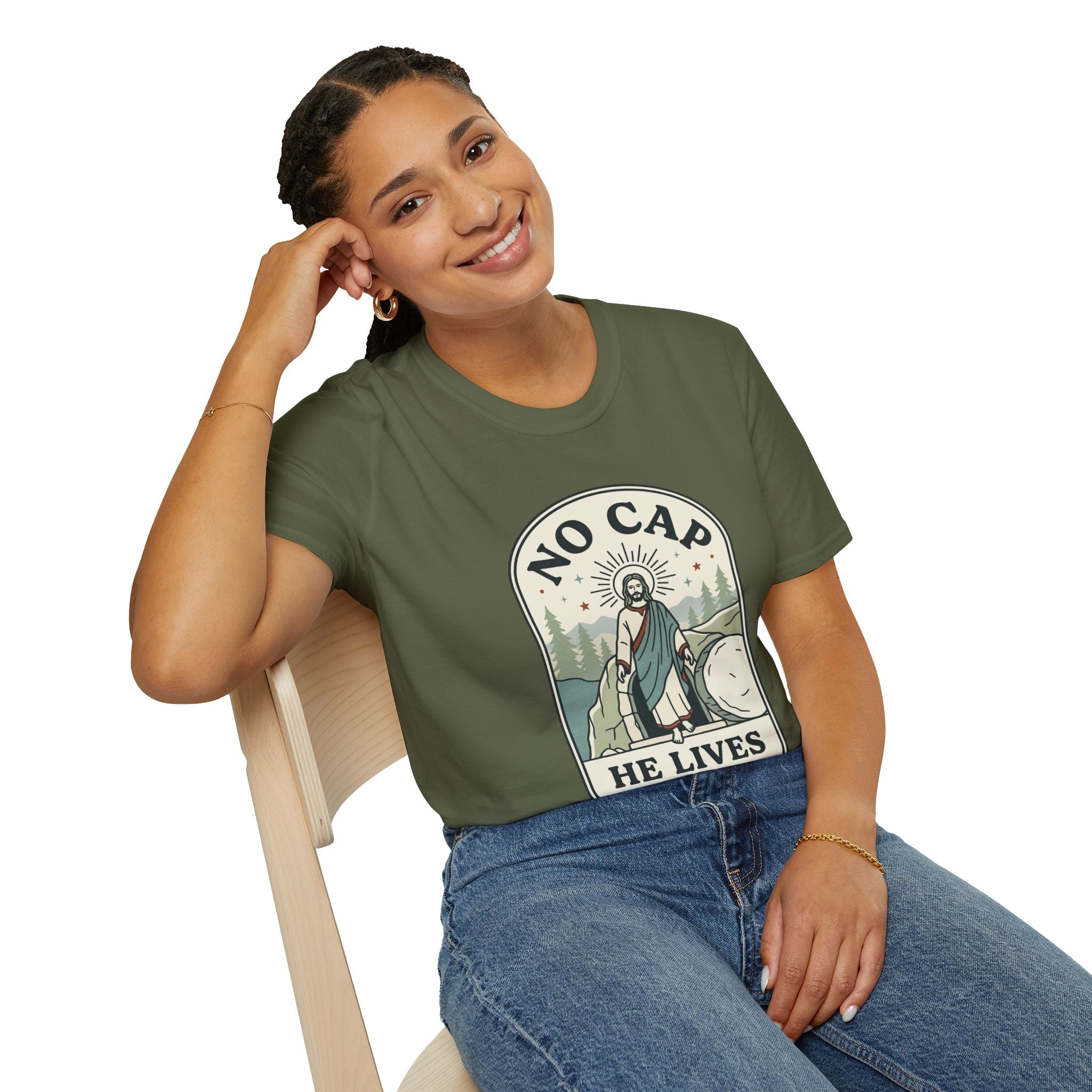 Adults 'No Cap He Lives (Luke 24:6)' T-Shirt