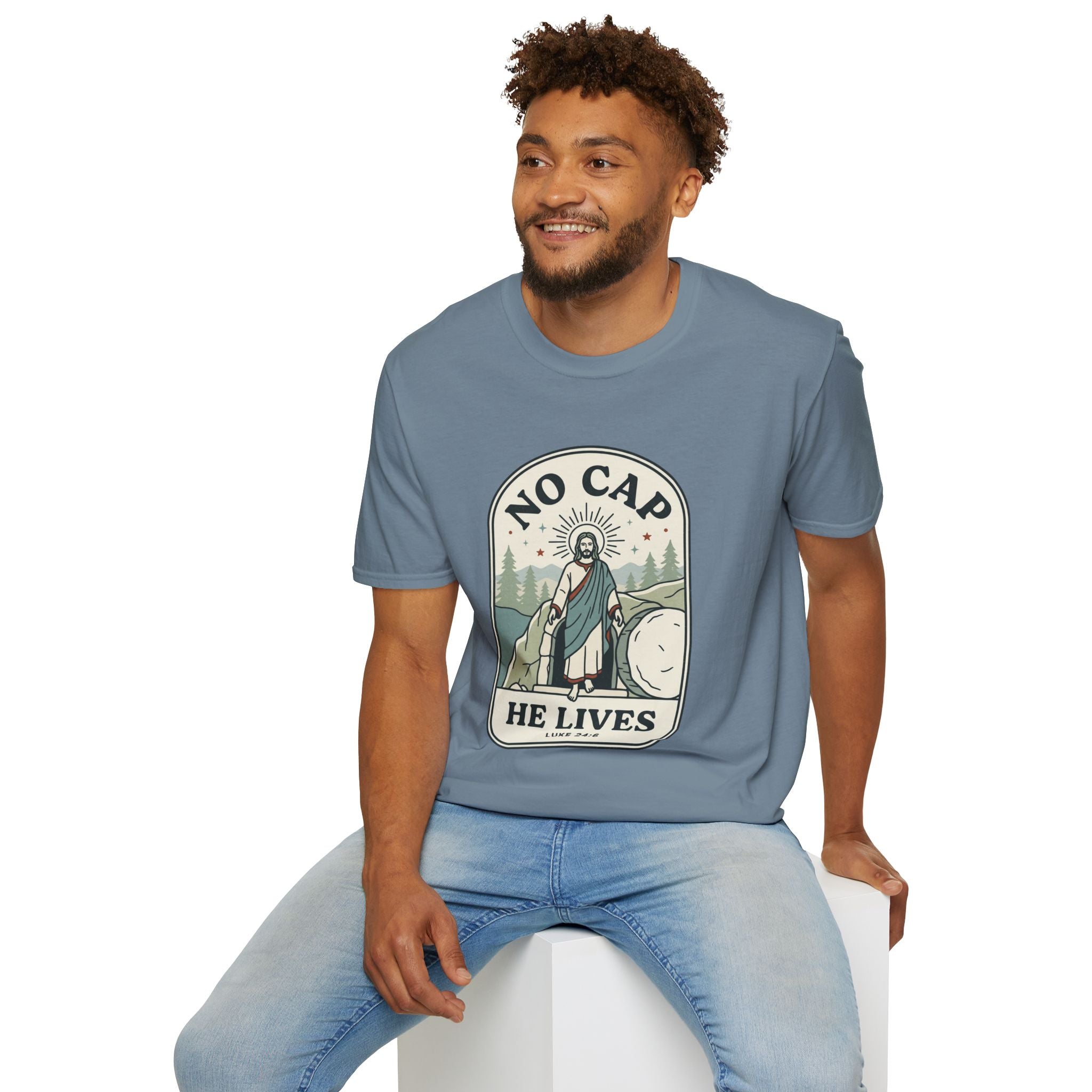 Adults 'No Cap He Lives (Luke 24:6)' T-Shirt